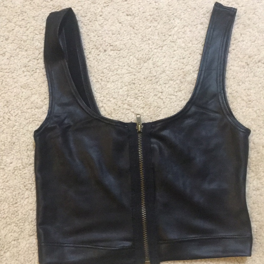 Black Leather crop top